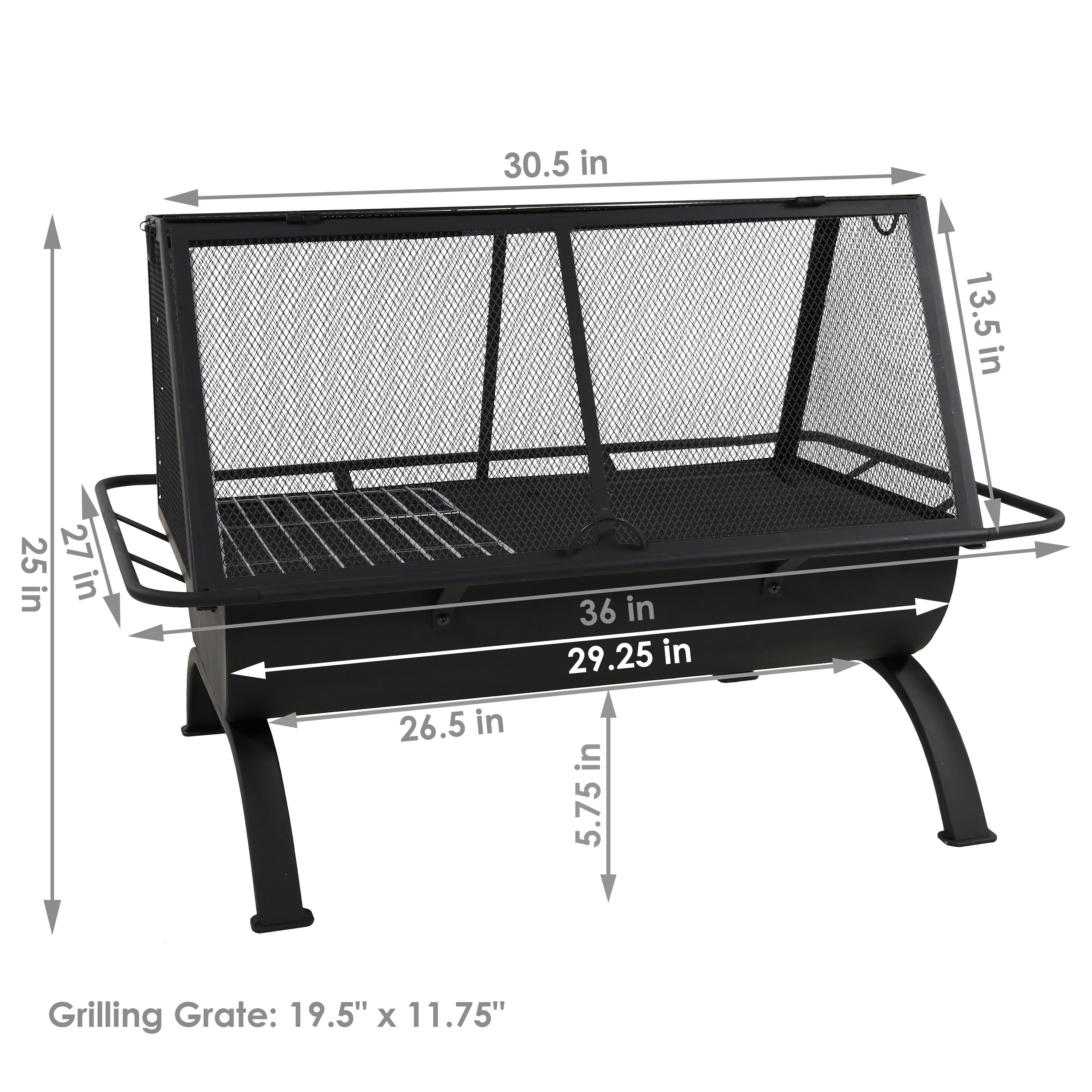 Sunnydaze 36-Inch Northland Outdoor Fire Pit with Grill & Spark Screen - Perfect for Backyard Camping, BBQ Parties & Patio Gatherings