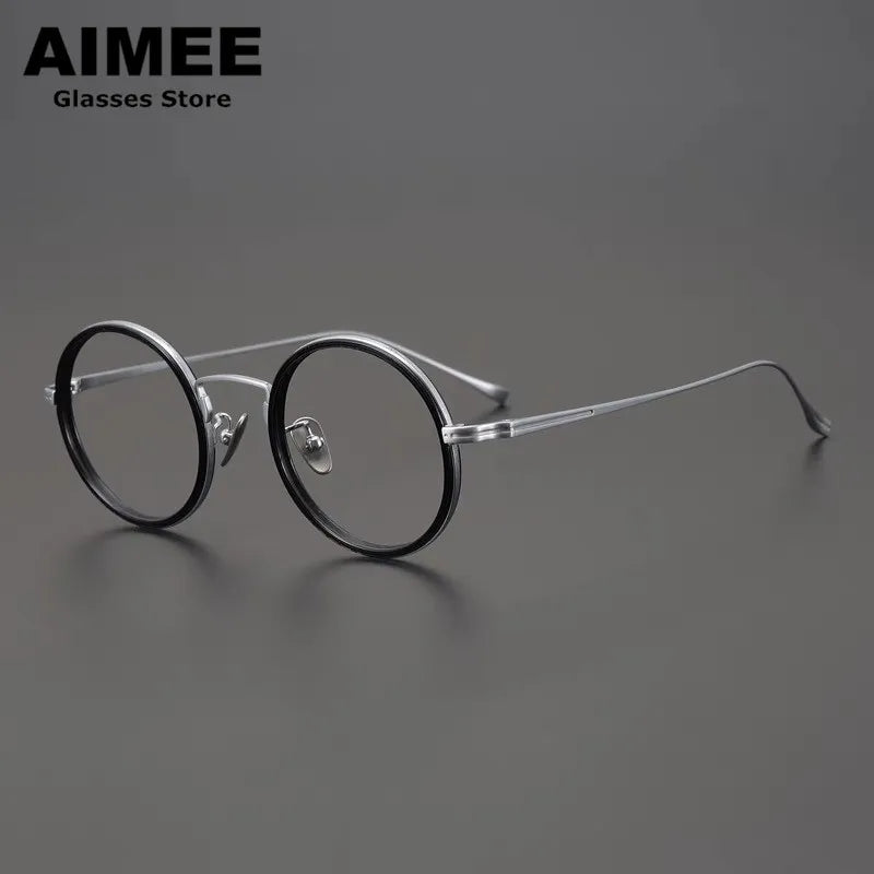 Aimee Unisex Full Rim Round Oval Titanium Eyeglasses 1061 - Lightweight & Durable Titanium Frame for Men & Women - Perfect for Reading, Work, and Everyday Fashion