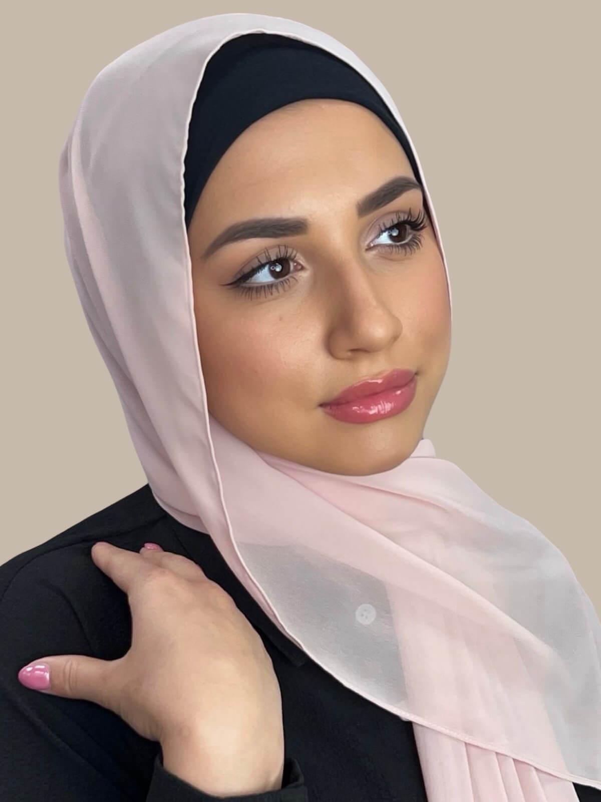 Luxury Chiffon Hijab with Pearl Embellishments - Elegant Muslim Scarf for Women, Perfect for Prayer, Weddings & Special Occasions