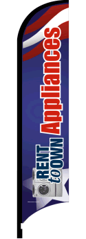 Feather Flag Banner - Patriotic Design | Rent to Own Appliances Advertising | Perfect for Car Dealerships, Grand Openings & Political Campaigns