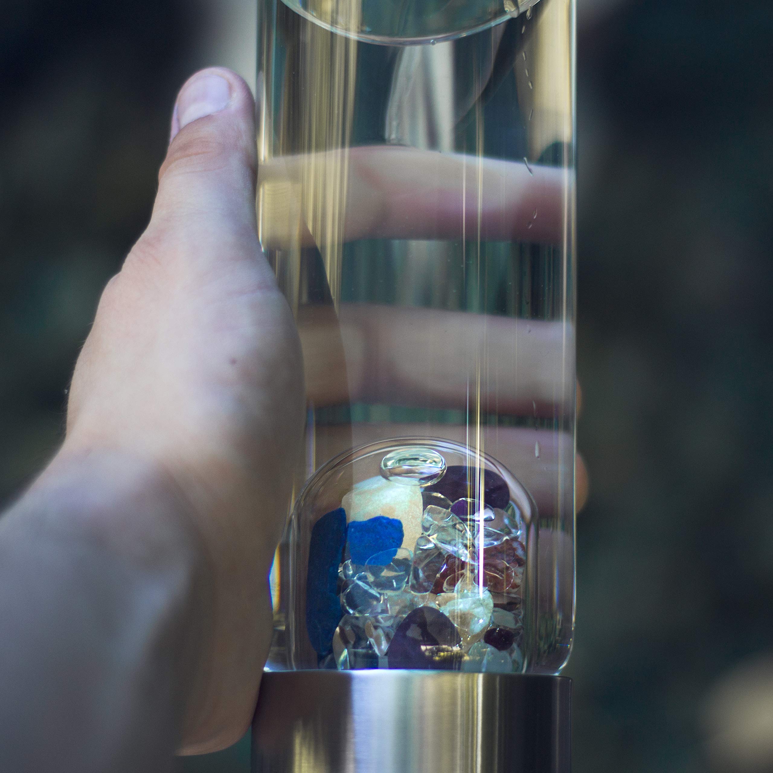 VitaJuwel ViA AYURVEDA Crystal Water Bottle with Amethyst, Milk Opal, Lapis Lazuli, Garnet, Carnelian & Orange Calcite - Infused Water for Wisdom, Intuition & Joy | Perfect for Yoga, Meditation & Energy Healing