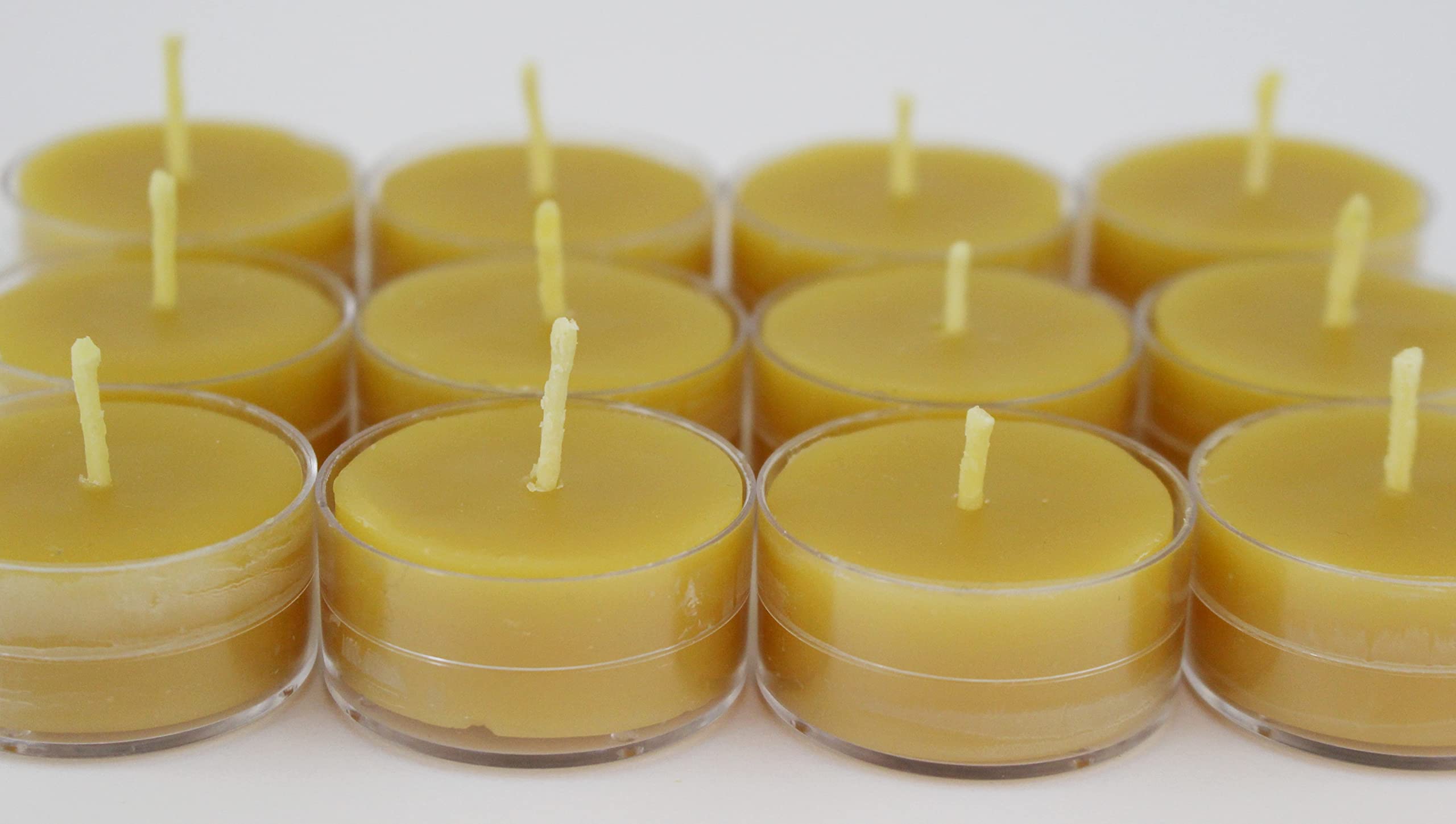 100% Pure Natural Beeswax Tealight Candles - Handmade in USA, Bulk Pack of 100 Unscented Tealights for Wedding Centerpieces, Party Decor, Romantic Dinners & Home Aromatherapy (Refill Candles Without Cups)