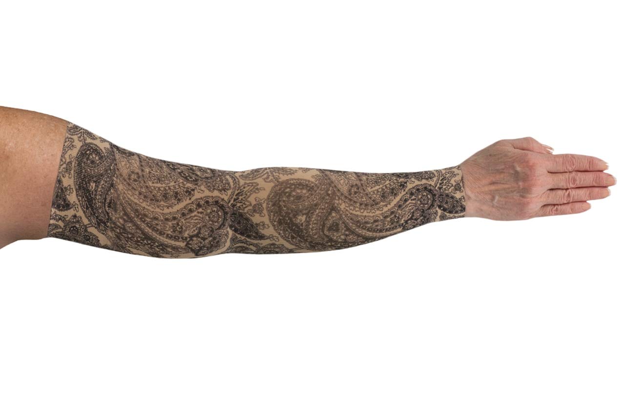 Black Paisley Medical Graduated Compression Arm Sleeve for Lymphedema Relief - 30-40 mmHg Short Size Small - Post-Surgery Recovery & Active Lifestyle Support