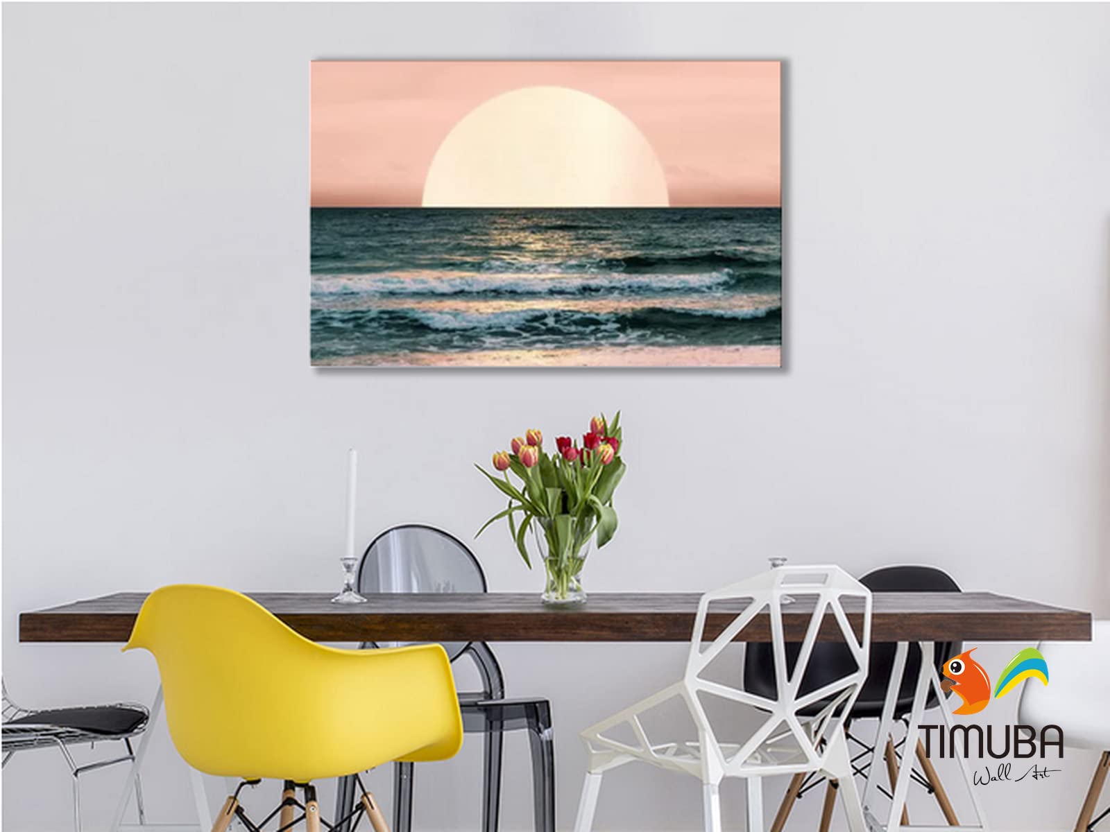 Beach Wall Art Canvas Print - Sunset Nature Bathroom & Living Room Decor - 32x48 Inches - Perfect for Coastal, Nautical & Beach Themed Home Decor