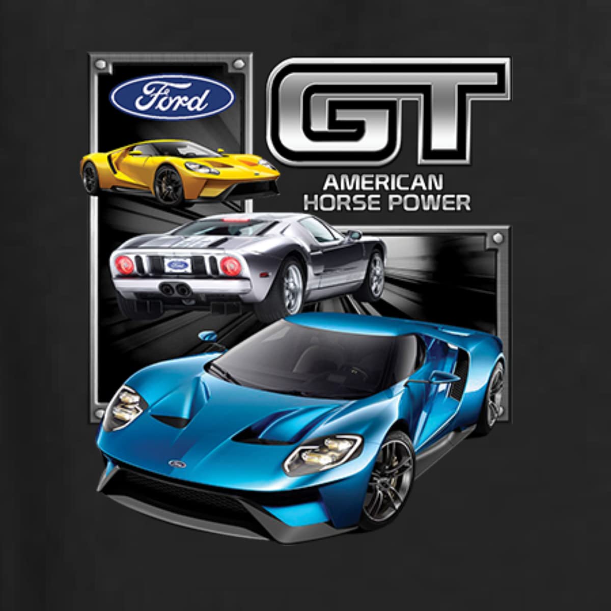 Ford GT American Horsepower Mustang Cars & Trucks Graphic T-Shirt for Men - Casual Wear, Car Enthusiast Gift, Automotive Fan Apparel