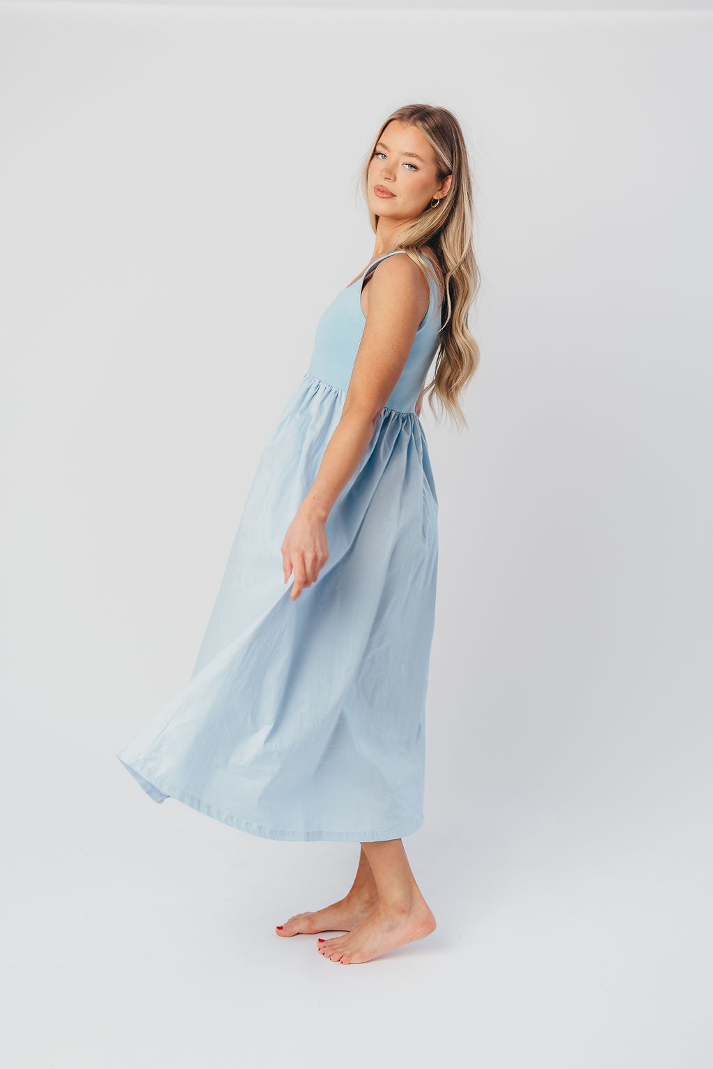 Addie Tank Midi Dress - Flowy Blue Summer Dress for Women | Casual Beach Wear, Vacation Outfit & Everyday Comfort