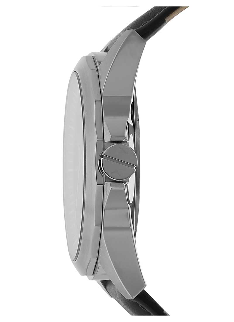 ARMANI EXCHANGE AX2621 Men's Black Leather Strap Watch with Black Dial - Stylish Casual & Business Wear Accessory for Men