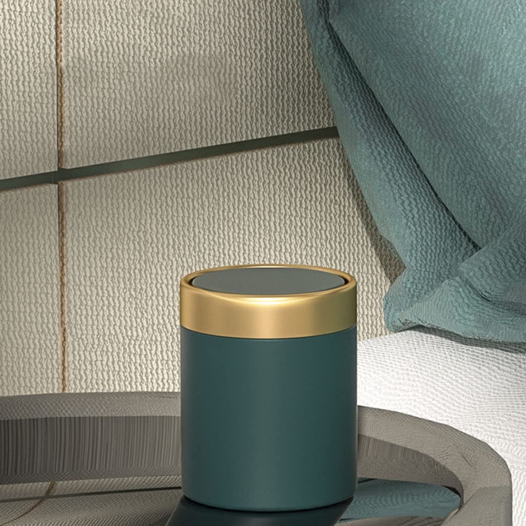 Stainless Steel Kitchen Trash Can with Shake Lid - 1.5L Small Garbage Bin for Office, Living Room, Bedroom & Bathroom - Modern Cylindrical Waste Basket for Home & Workspaces (Color: F)