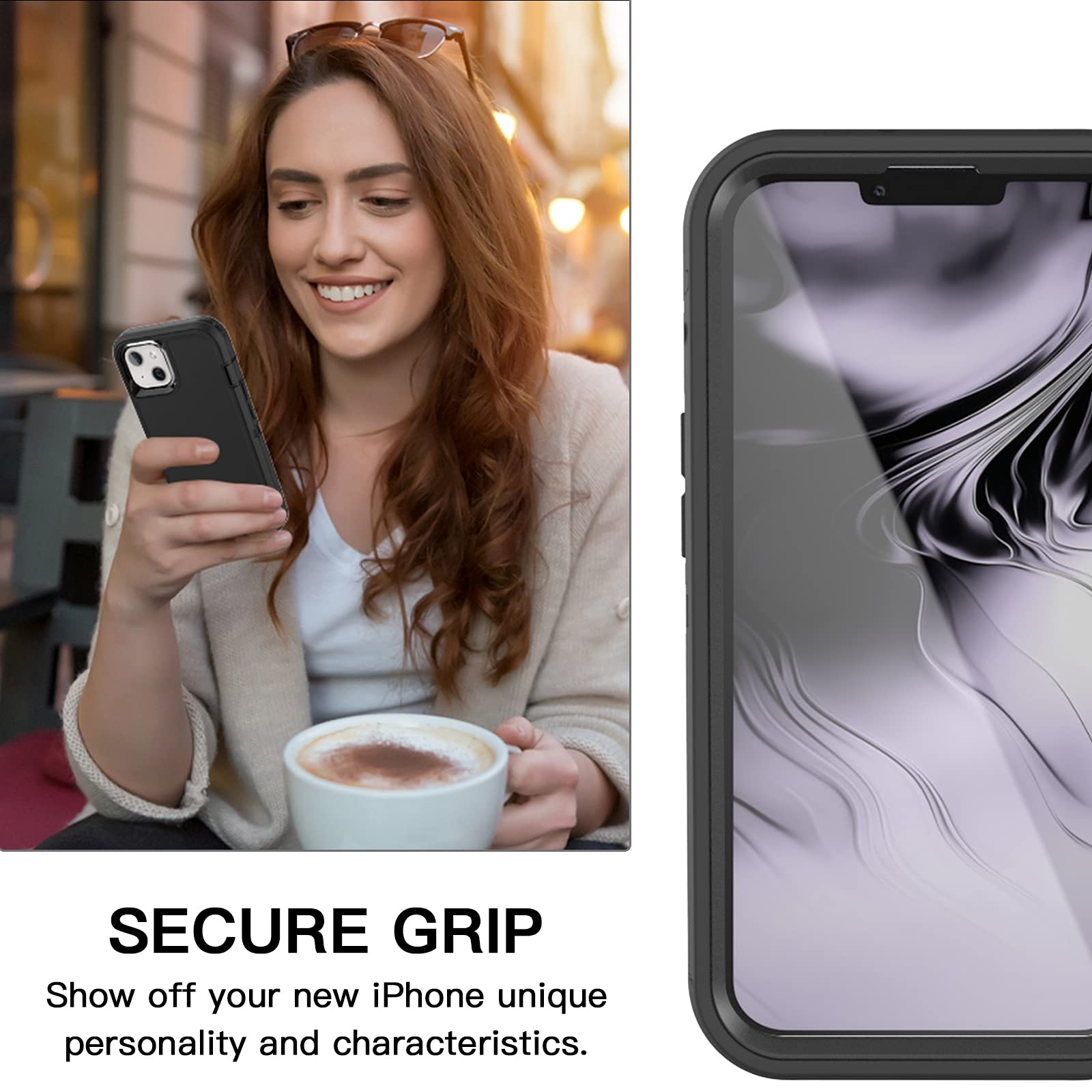 **AICase Heavy Duty Military Grade Shockproof Rugged Phone Case for iPhone 13/14 - Full Body Protection, Belt-Clip Holster & Screen Protector Included - Drop Proof, Dustproof, Tough Cover (Black) - Perfect for Outdoor, Construction & Extreme Sports**