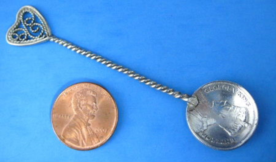 1936 Rhodesia George V Sterling Silver Coin Salt Spoon - Handmade Vintage Silverware for Tea, Coffee & Dessert Serving