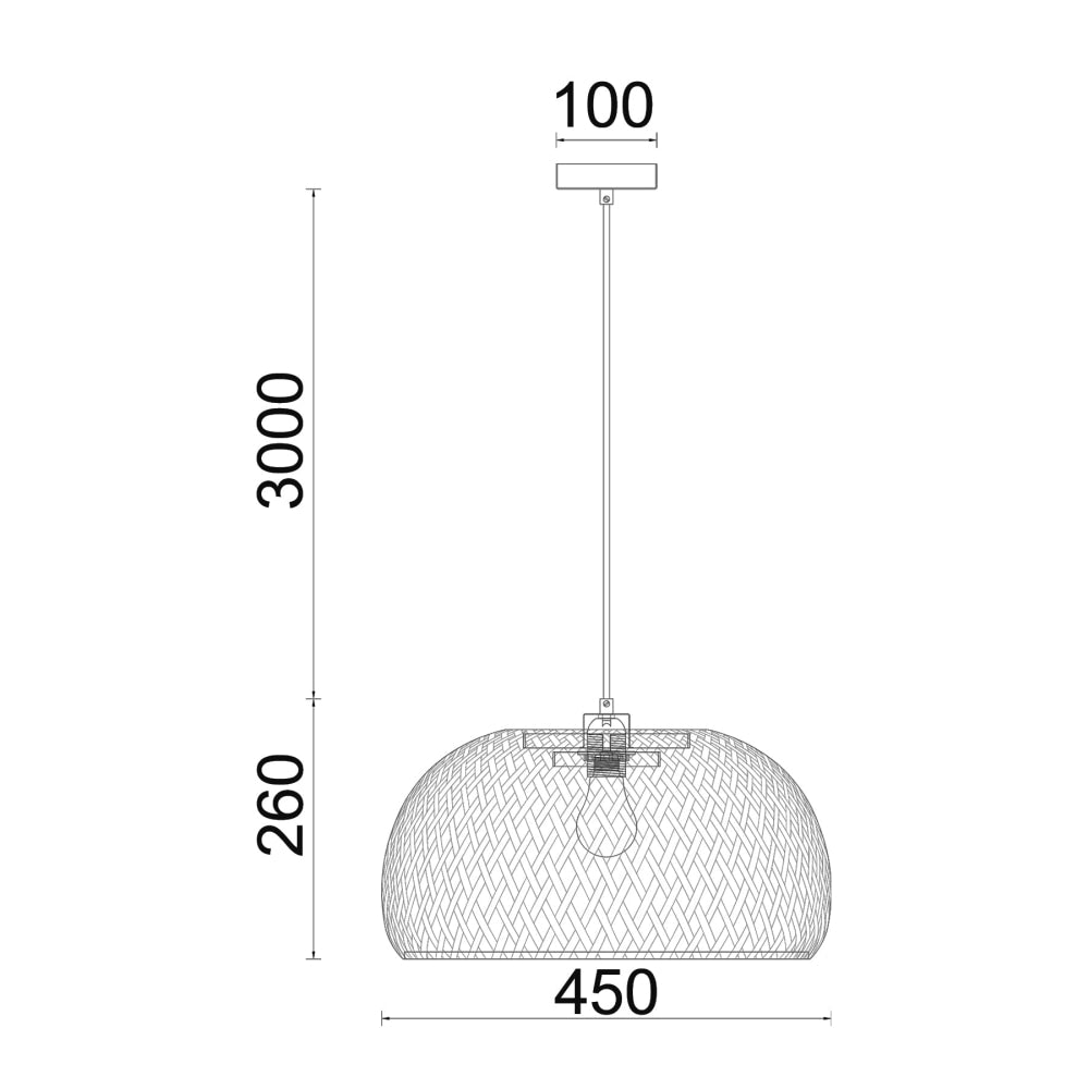 CANASTA Pendant Lamp - 40W Large Bamboo Finish Chandelier (OD450mm x L260mm) - Perfect for Dining Room, Kitchen Island & Boho Home Decor