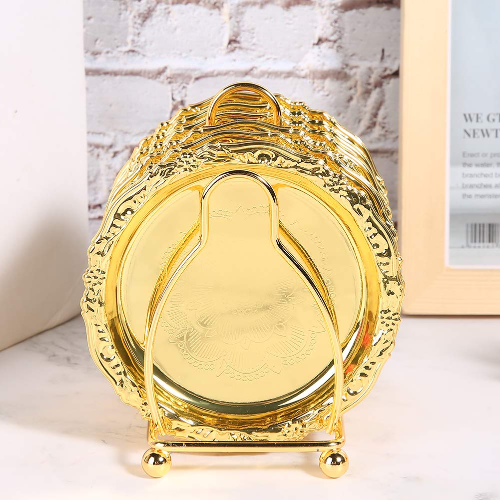 Premium Zinc Alloy Coasters Set - Durable & Reusable Heat-Resistant Drink Coasters for Dining Tables, Coffee Tables & Home Decor (Yellow) - Perfect for Parties, Daily Use & Protecting Furniture Surfaces