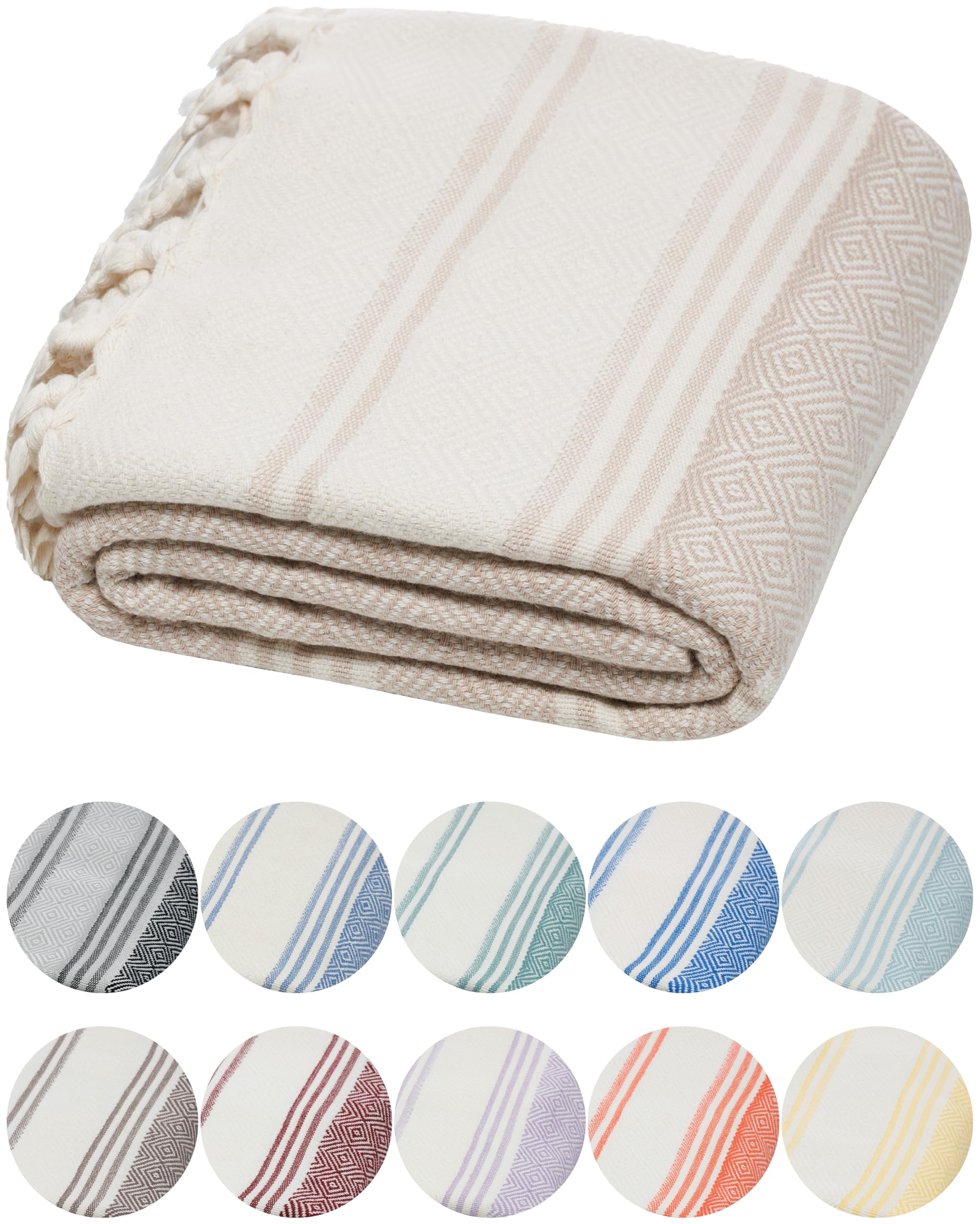 DEMMEX Organic Diamond Turkish Bath & Beach Towel | 100% Oeko-TEX Certified Turkish Cotton, Ultra-Soft, Quick-Dry, Lightweight, Compact & Oversized Luxury Peshtemal Towel, Prewashed, 71