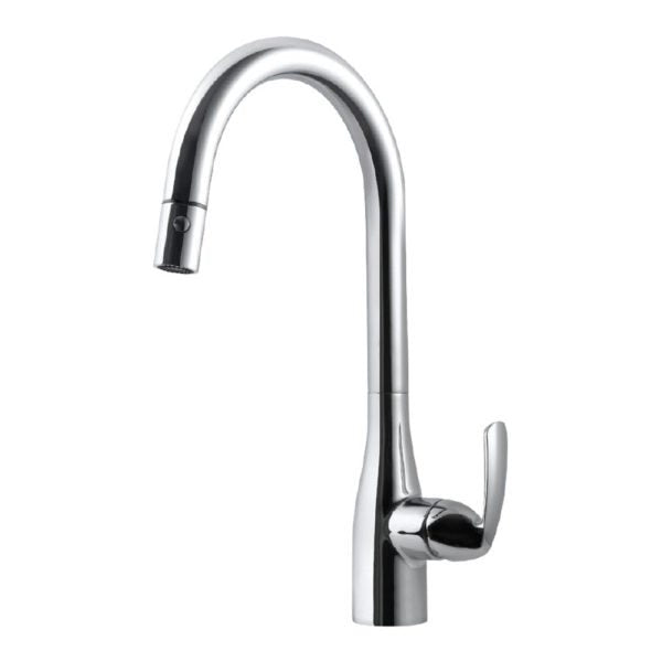 Hamat QUPD 1000 PC Quantum Dual Function Pull Down Kitchen Faucet in Polished Chrome - High Arc Modern Design for Easy Washing & Food Prep - Perfect for Home Kitchen, Restaurant, and Commercial Use