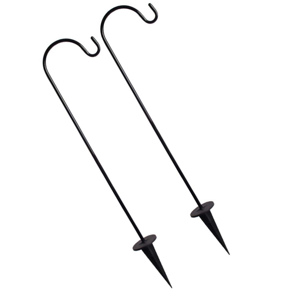 2 Pack Heavy Duty Metal Shepherd Hook Hangers - Outdoor Garden Plant Stand for Hanging Flower Pots, Lanterns & Bird Feeders - Rustproof Iron Stake for Patio, Wedding & Home Decor (Perfect for Balcony, Yard & Garden Decorations)