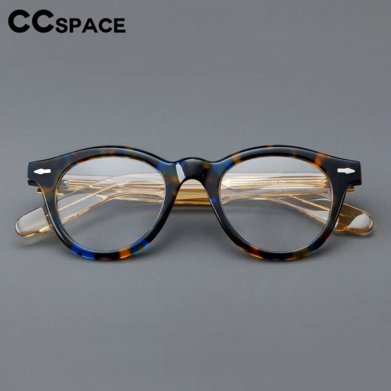 CCspace Women's Full Rim Round Thick Acetate Eyeglasses Frame - Fashionable Retro Cat Eye Glasses for Women, Lightweight & Durable, Perfect for Reading, Working, and Daily Wear