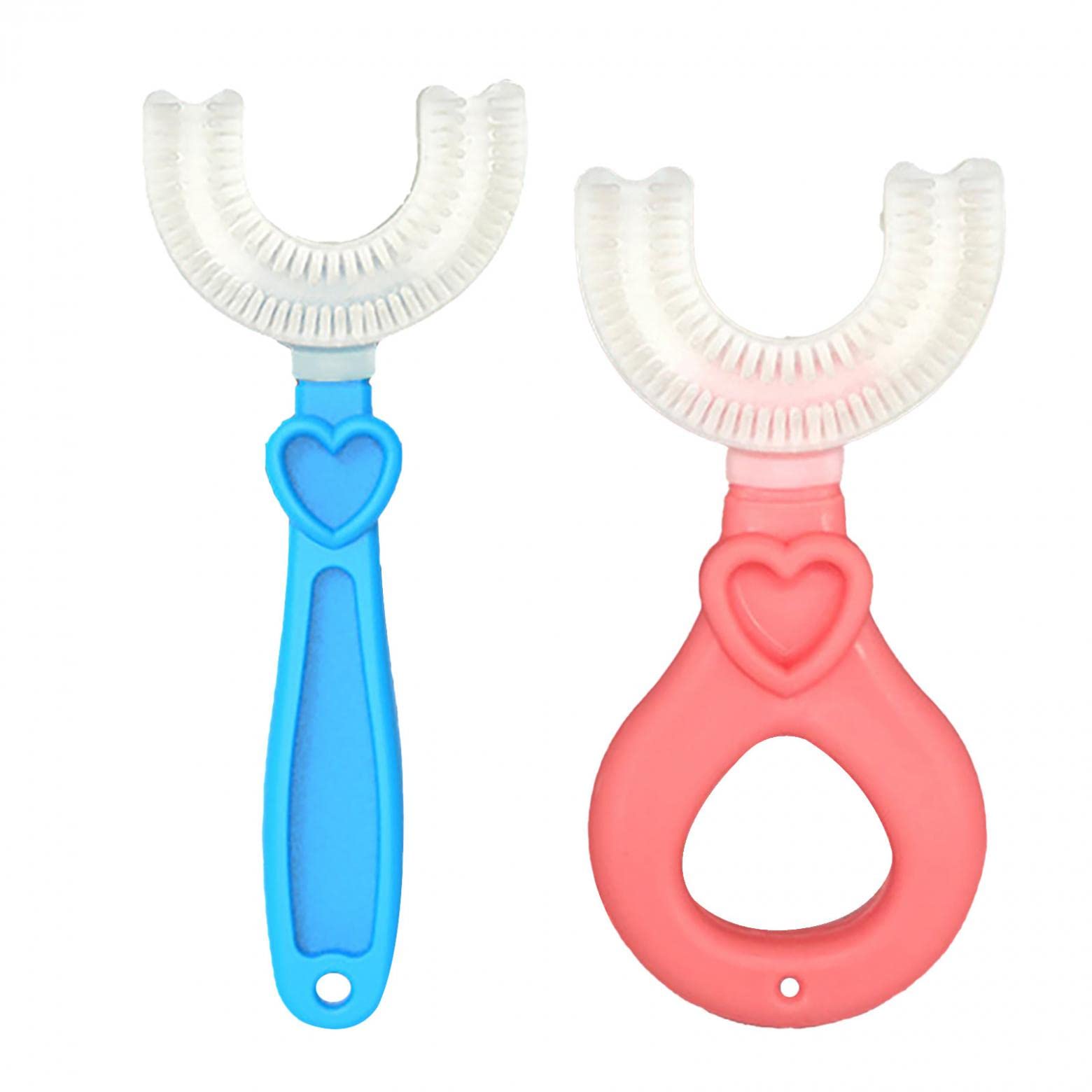 U-Shaped Baby Toothbrush for Kids Ages 2-12 - 360° Soft Silicone Brush Heads & Easy-Grip Handle - Gentle Teeth Whitening & Gum Massage Tool for Toddlers & Children - Perfect for Morning & Nighttime Oral Care Routines
