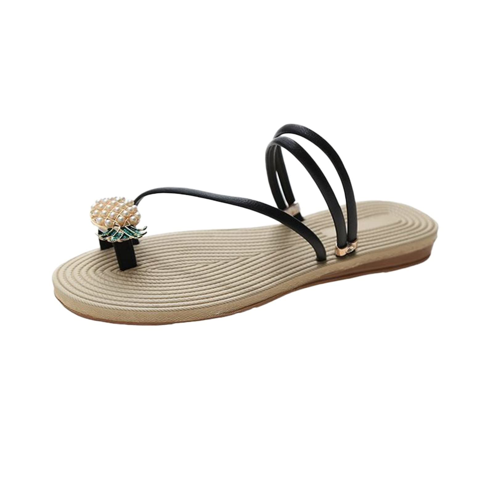 Comfortable Women's Dress Sandals for Plantar Fasciitis - Wide Width Casual & Dressy Pineapple Fashion Sandals in Black | Perfect for Summer Weddings, Beach Vacations & Everyday Wear