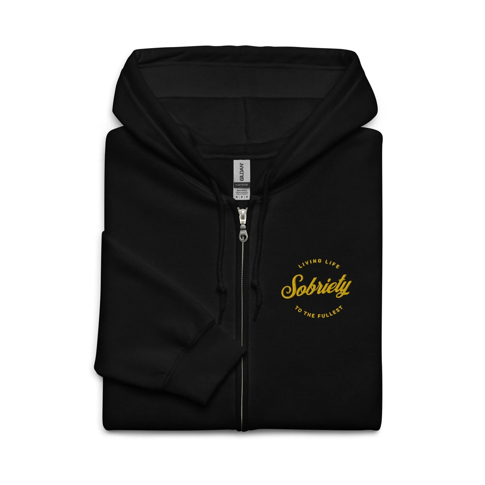 Sobriety Embroidered Zip Hoodie - Stylish & Comfortable for Everyday Wear - Perfect for Casual Outfits, Gym, and Outdoor Activities
