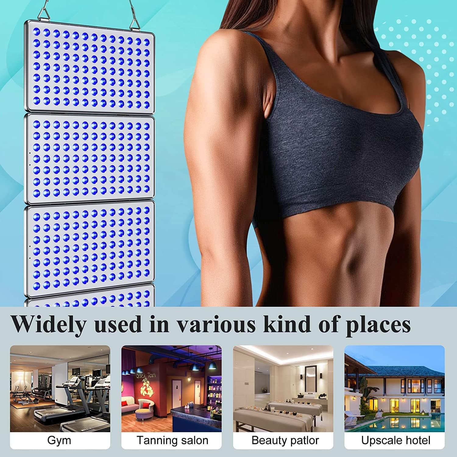 48W Foldable LED Tanning Light Solarium - 364 LEDs for Face & Body Tanning at Home | Portable Sunbed for Indoor Tanning, Spa & Beauty Salon Use