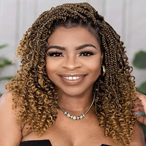 8 Packs Box Braid Crochet Hair with Curly Ends - 14 Inch Goddess Boho Box Braids Hair Extensions for Black Women | Perfect for Protective Styling, Natural Hairstyles & Everyday Wear