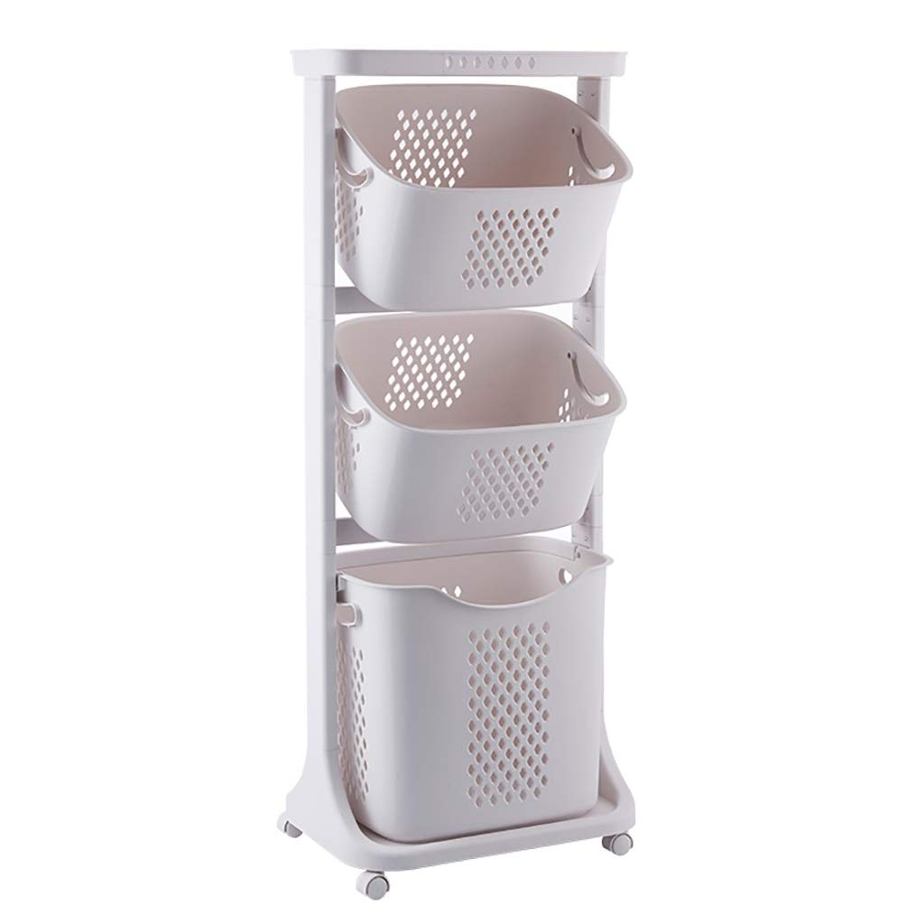 3-Tier Plastic Laundry Basket Organizer - 17.3