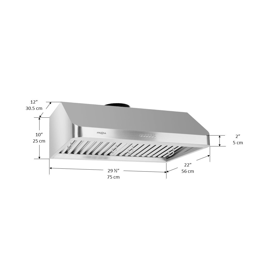 UC Chef 30-inch LED Under Cabinet Range Hood - 600 CFM Ducted Kitchen Ventilation for Smoke & Odor Removal - Perfect for Home Cooking, Grilling, and Baking