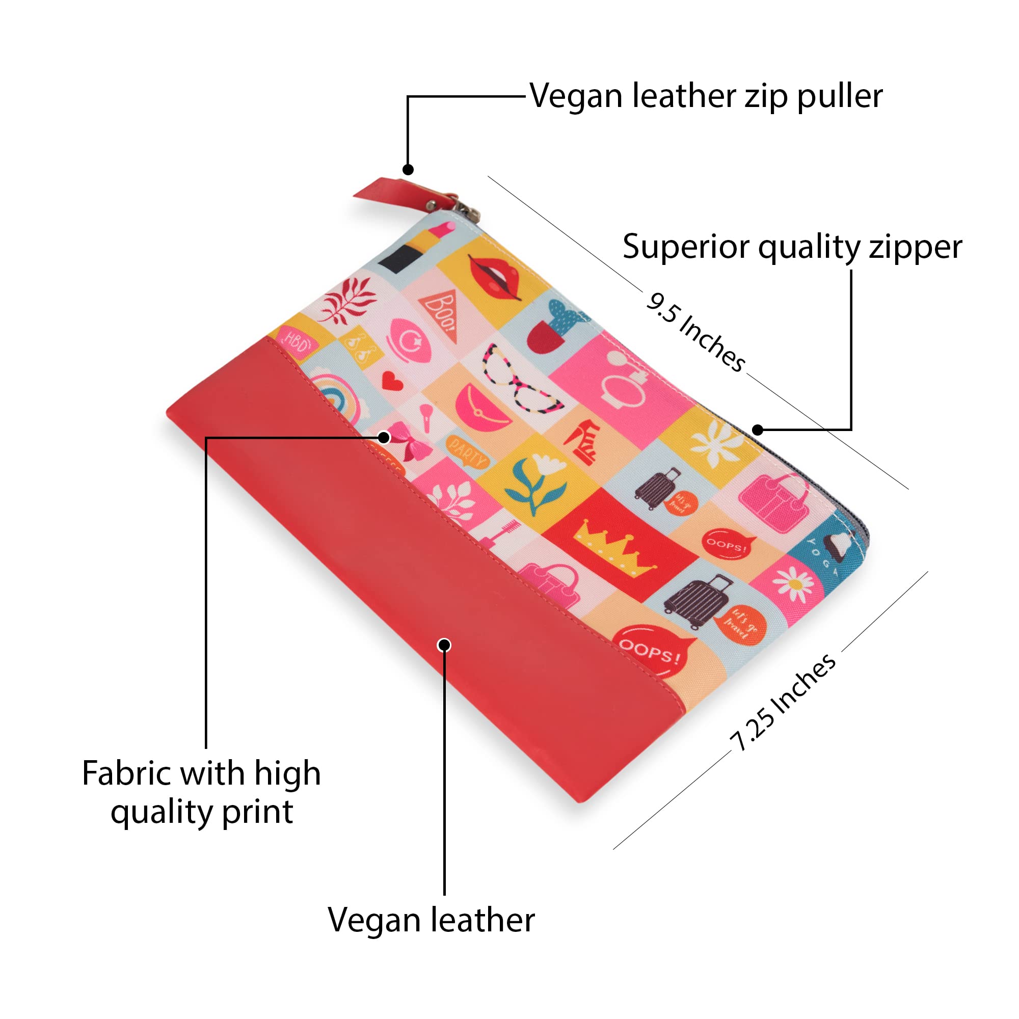 Portable Doodle Cosmetic Bag for Women - Travel Makeup Pouch & Toiletry Organizer (Favourite Things) - Perfect for Vacation, Gym & Daily Essentials Storage