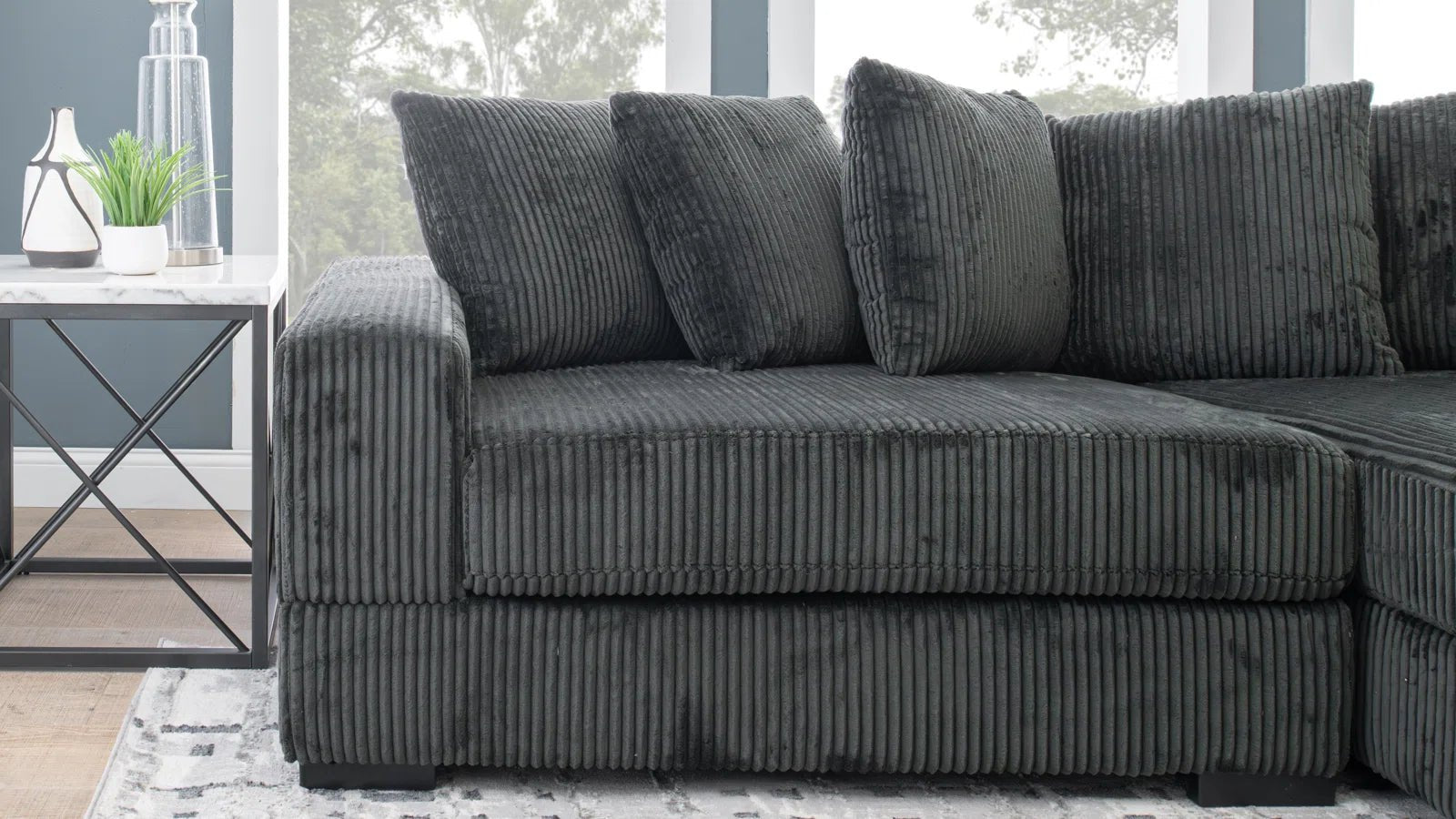 2-Piece Corduroy Sectional Sofa Set - Modern Velvet Living Room Couch with Chaise | Comfortable L-Shaped Sofa for Small Spaces, Apartments & Cozy Home Decor