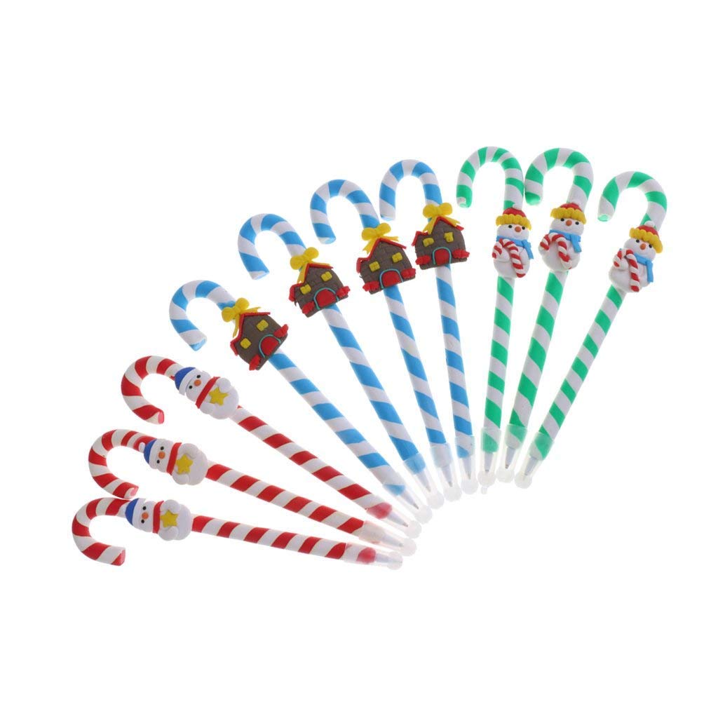 10-Pack Christmas Santa Claus Candy Cane Ballpoint Pens - Festive Holiday Party Favors, Office & School Supplies, Random Colors - Perfect for Gifts, Stocking Stuffers & Christmas Celebrations