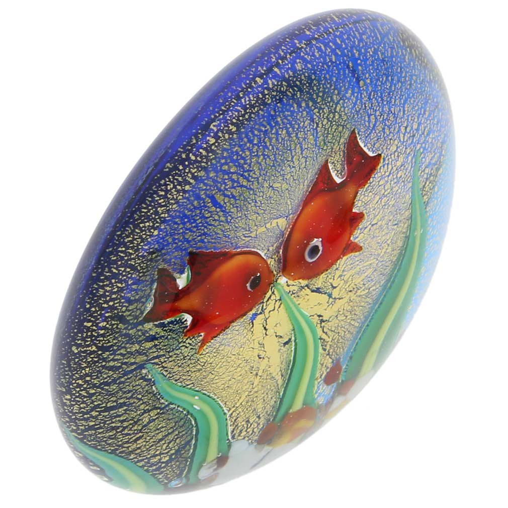 Venetian Murano Glass Aquarium with Goldfish - Handmade Italian Art Glass Fish Tank for Home & Office Decor | Perfect for Living Rooms, Desks, and Gift Giving