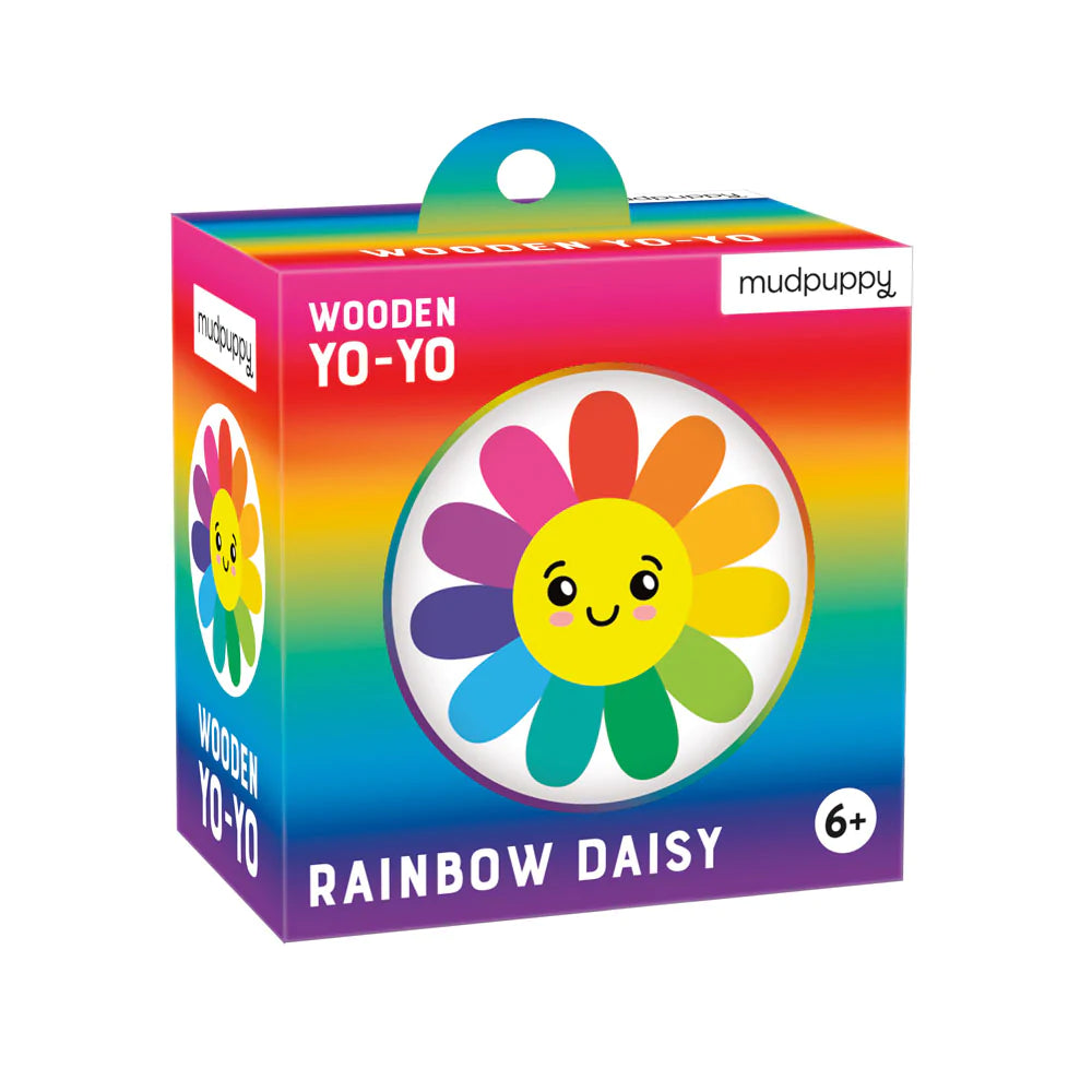 Vibrant Rainbow Daisy Wooden Yo-Yo - Classic Handmade Wood Toy for Kids & Adults - Perfect for Outdoor Play, Stress Relief & Skill Development