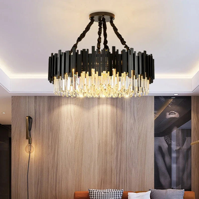Zen Modern Gold Crystal Chandelier - Elegant Lighting Fixture for Dining Room, Bedroom & Living Room Decor | Dimmable LED Ceiling Light for Home & Office