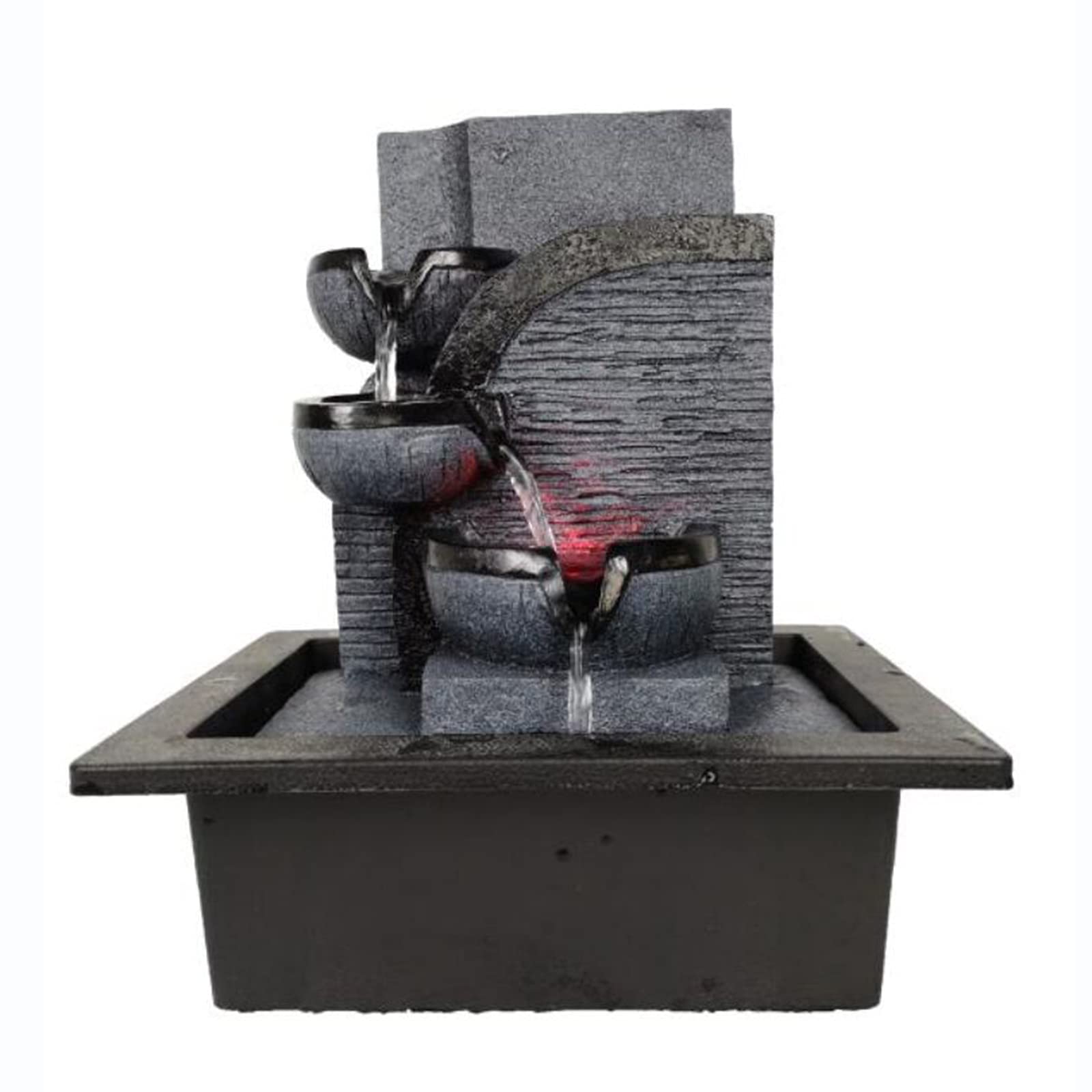 Simple Geometric Indoor Water Fountain - Resin Handcrafted Home Decor & Feng Shui Ornament for Office Desk, Bedroom, Living Room | Relaxing Zen Decor for Meditation & Stress Relief