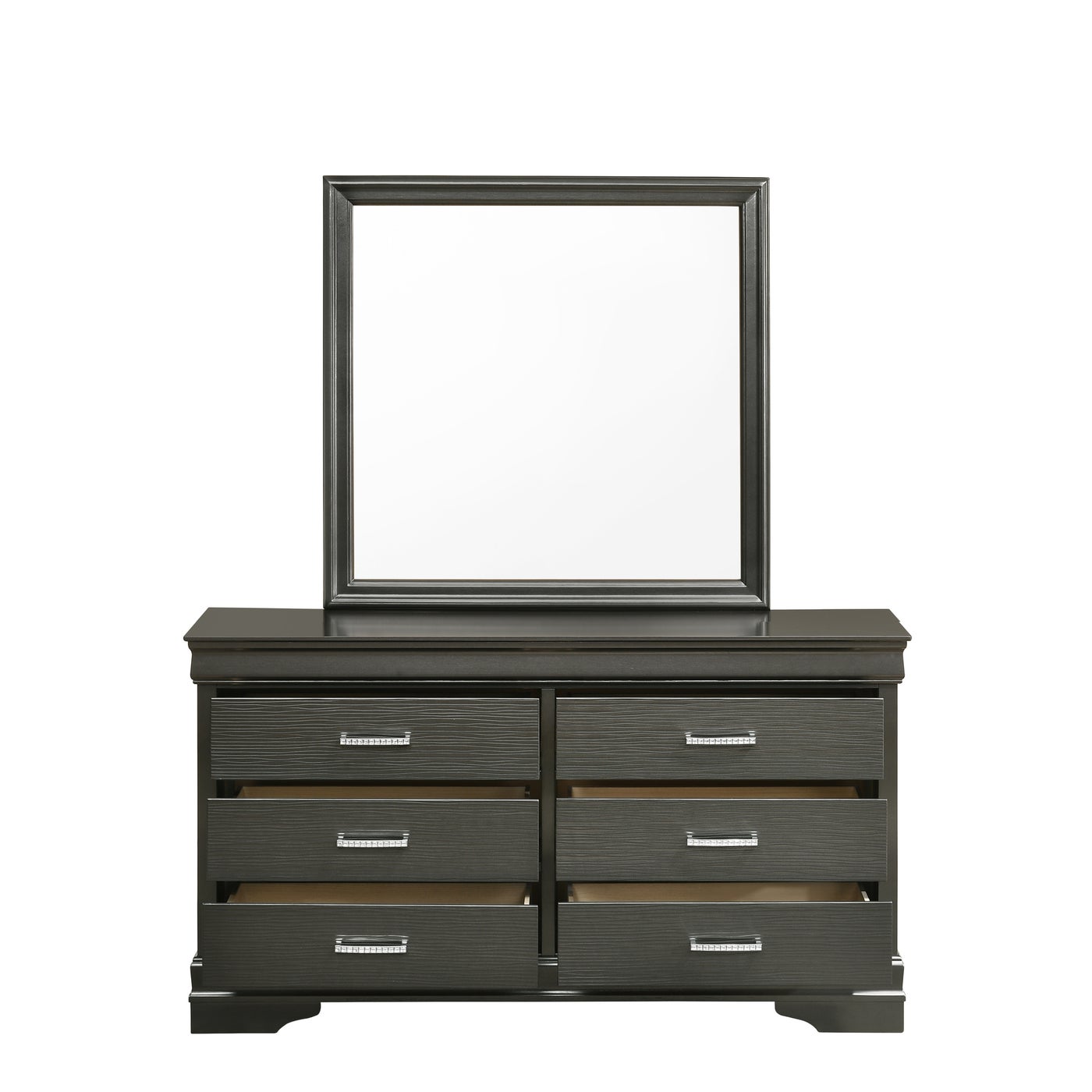 Modern Brooklyn Bedroom Dresser with Mirror - 6-Drawer Wooden Chest for Closet Organization - Perfect for Master Bedroom, Guest Room & Apartment Decor