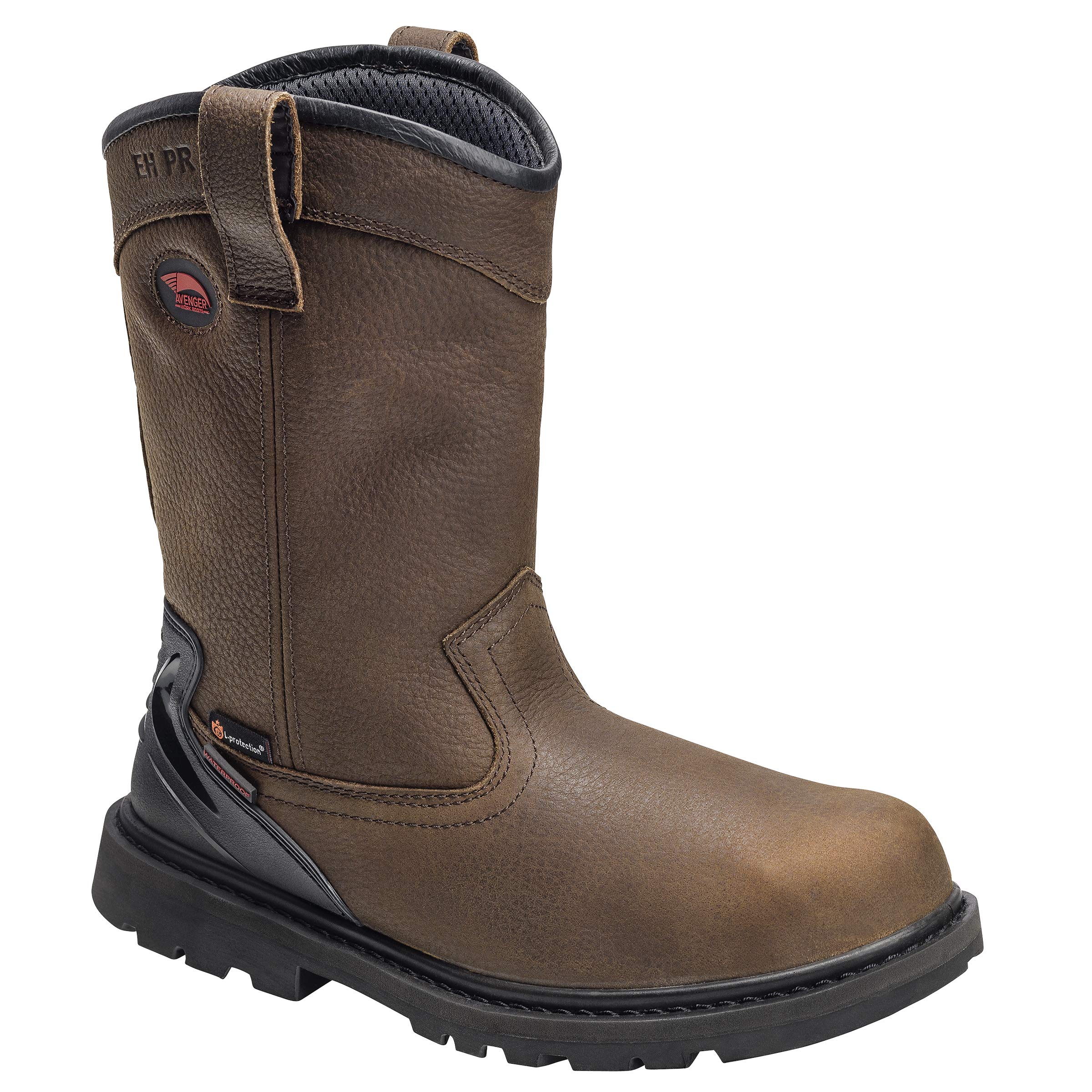 **Avenger A7676 Men's EH PR Waterproof Wellington Work Boots - Steel Toe, Slip Resistant, Electrical Hazard Protection - Ideal for Construction, Oil Rig & Heavy Duty Work (Size 7 6E)**