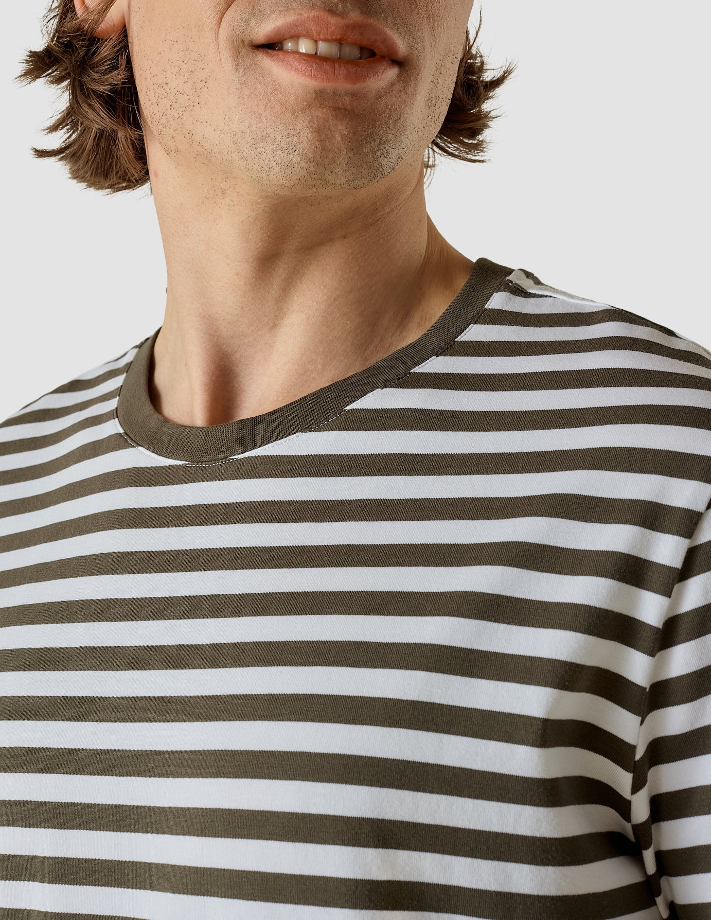 Premium Striped Supima Cotton T-Shirt - Box Fit Men's Casual Tee in Urban Green | Perfect for Everyday Wear, Street Style & Urban Outfits