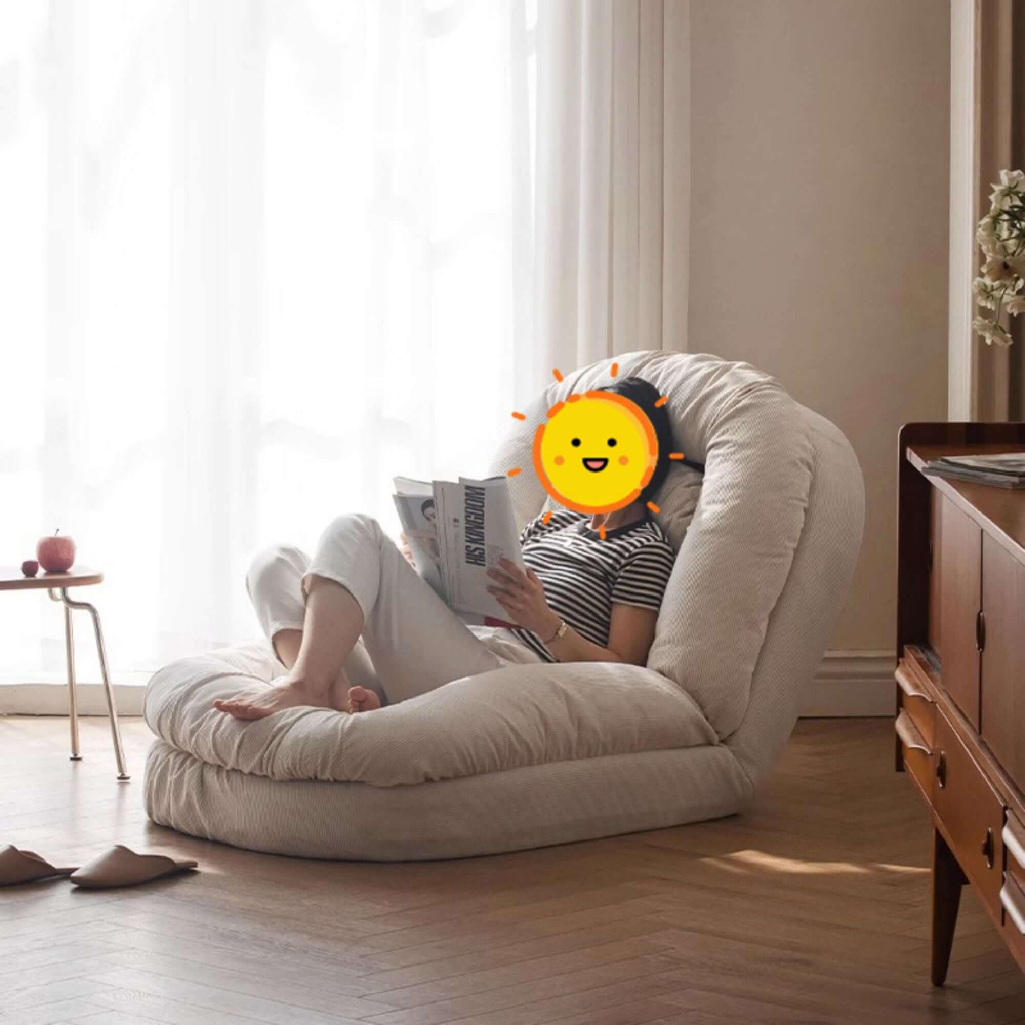 Modern Convertible Sleeper Sofa Bed - Lazy Sofa in Beige Teddy Velvet for Living Room, Guest Room & Small Spaces