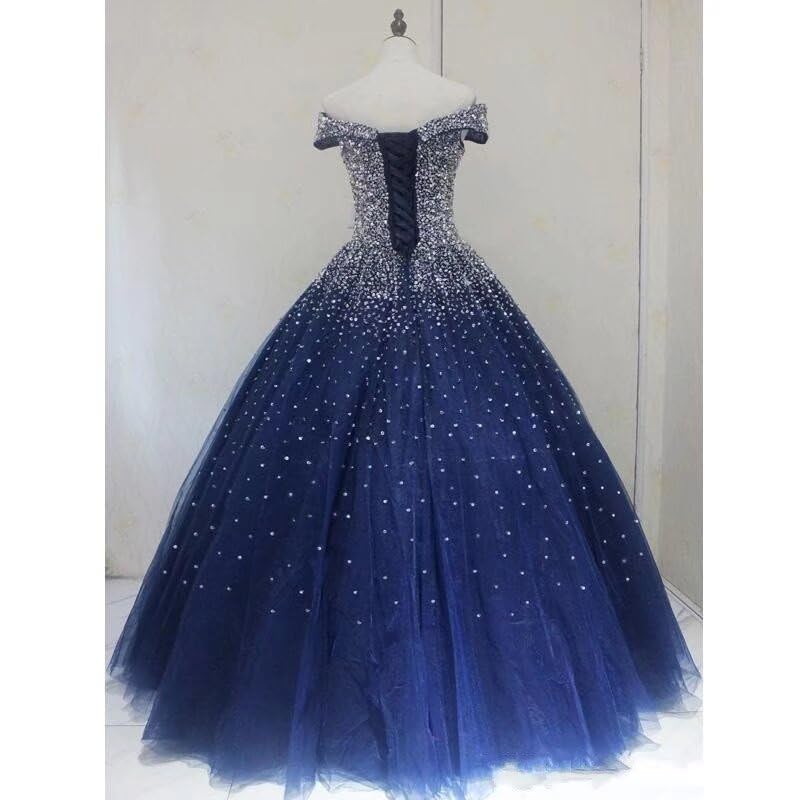 Sparkling Beaded Sequins Off-The-Shoulder Quinceanera Dress 2025 - Elegant Sweet 16 Prom Gown for Teen Girls | Perfect for Quinceañeras, Birthday Parties & Formal Dances
