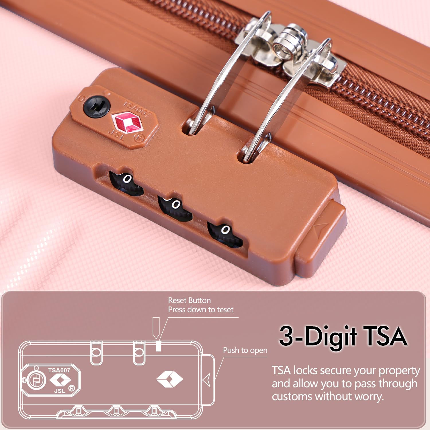 Krute 28 Inch Large Checked Luggage - TSA Approved Lock, Durable PC+ABS Hard Shell Suitcase with 360° Spinner Wheels (White/Brown) - Perfect for International Travel, Family Vacations & Business Trips