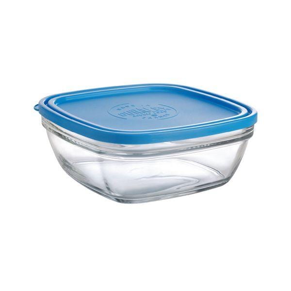 Duralex Lys Square Lidded Bowls - 4-Piece Set, Tempered Glass Food Storage Containers for Kitchen, Microwave & Freezer Safe - Perfect for Meal Prep, Leftovers & Pantry Organization
