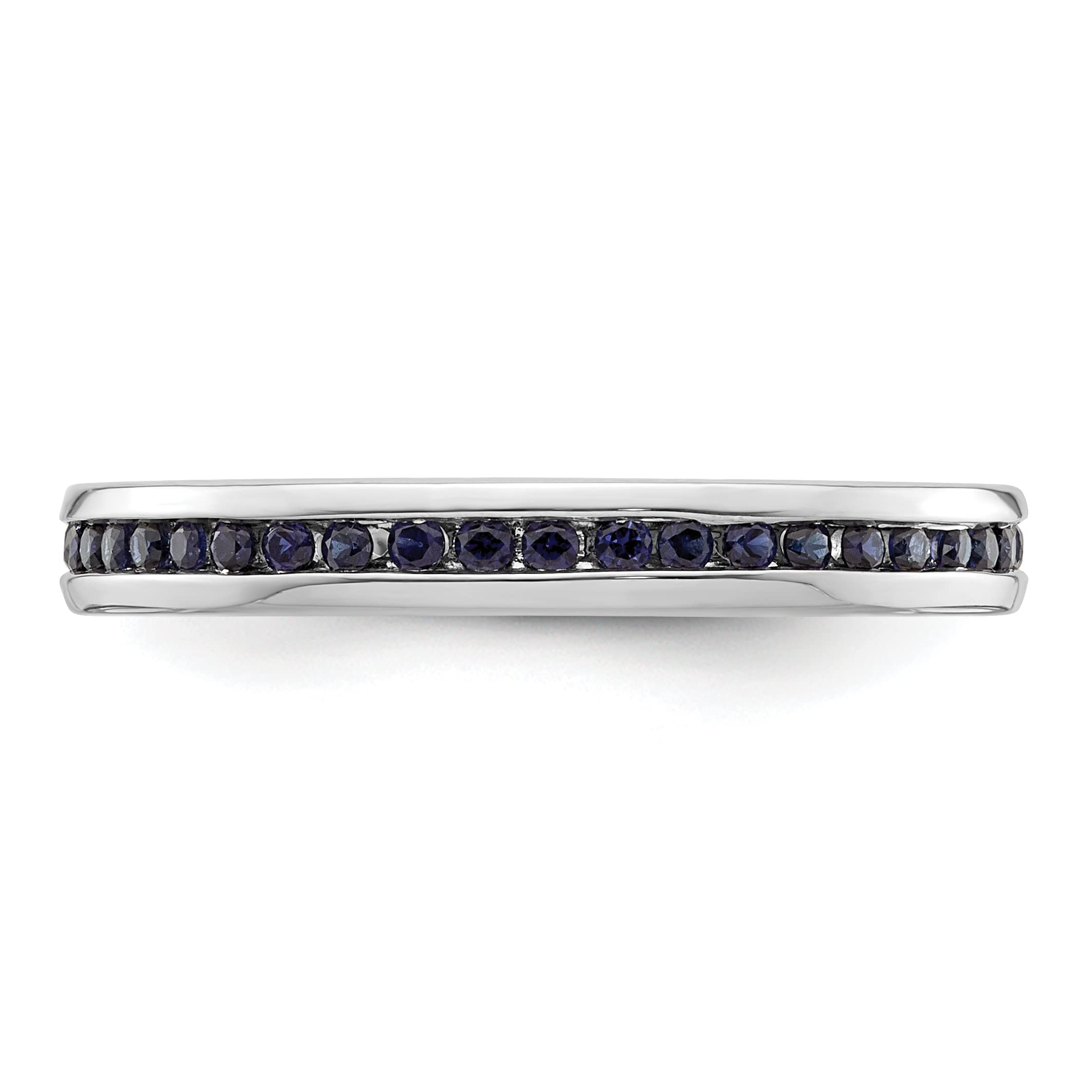 Avariah Sterling Silver Stackable Sapphire Ring - Size 5.0, Polished Finish, Created Sapphire Jewelry for Women, Perfect for Everyday Wear, Gifts & Special Occasions