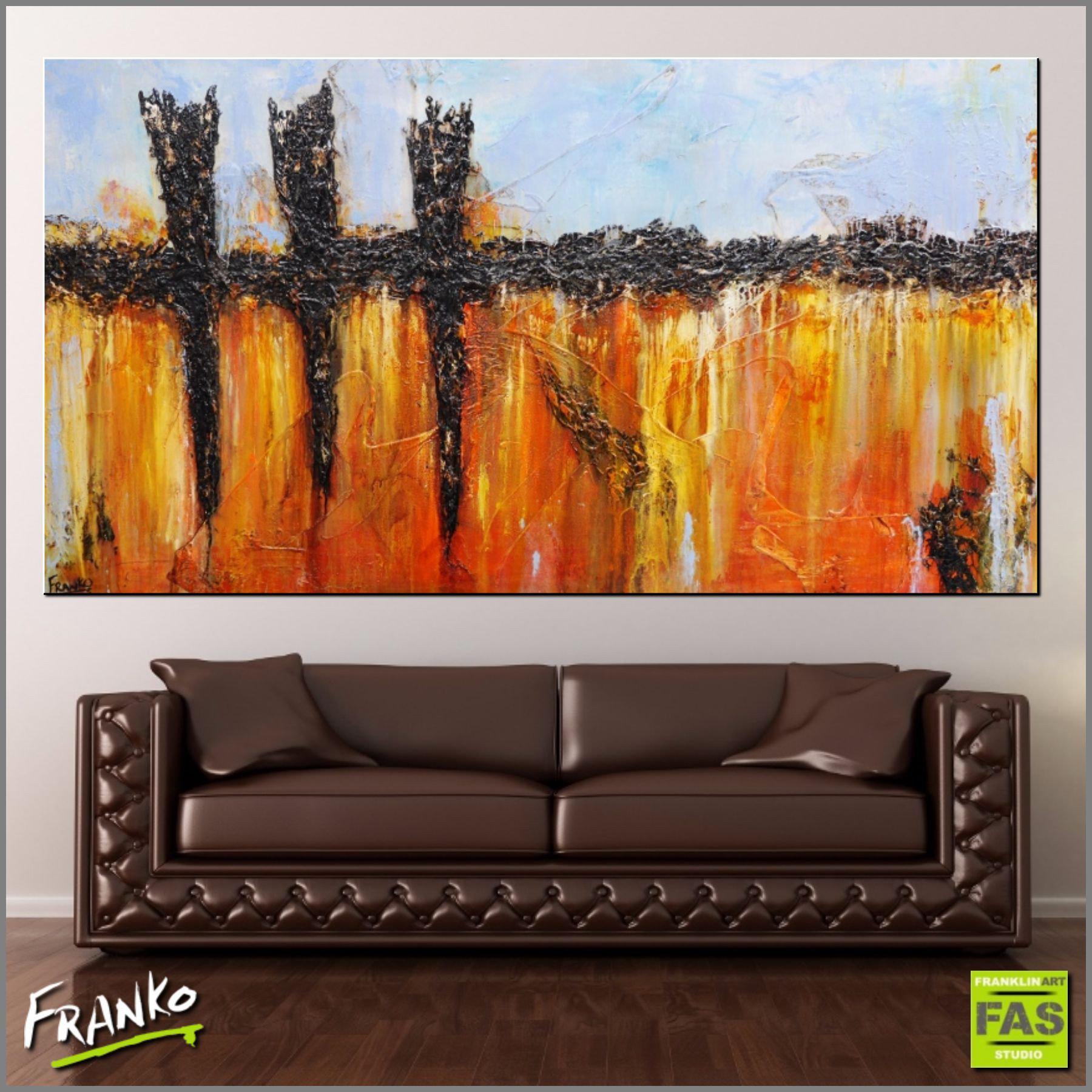 Abstract Blue and Orange Wall Art - Modern Canvas Painting for Living Room, Bedroom & Office Decor | Inspire Your Space with Vibrant Colors