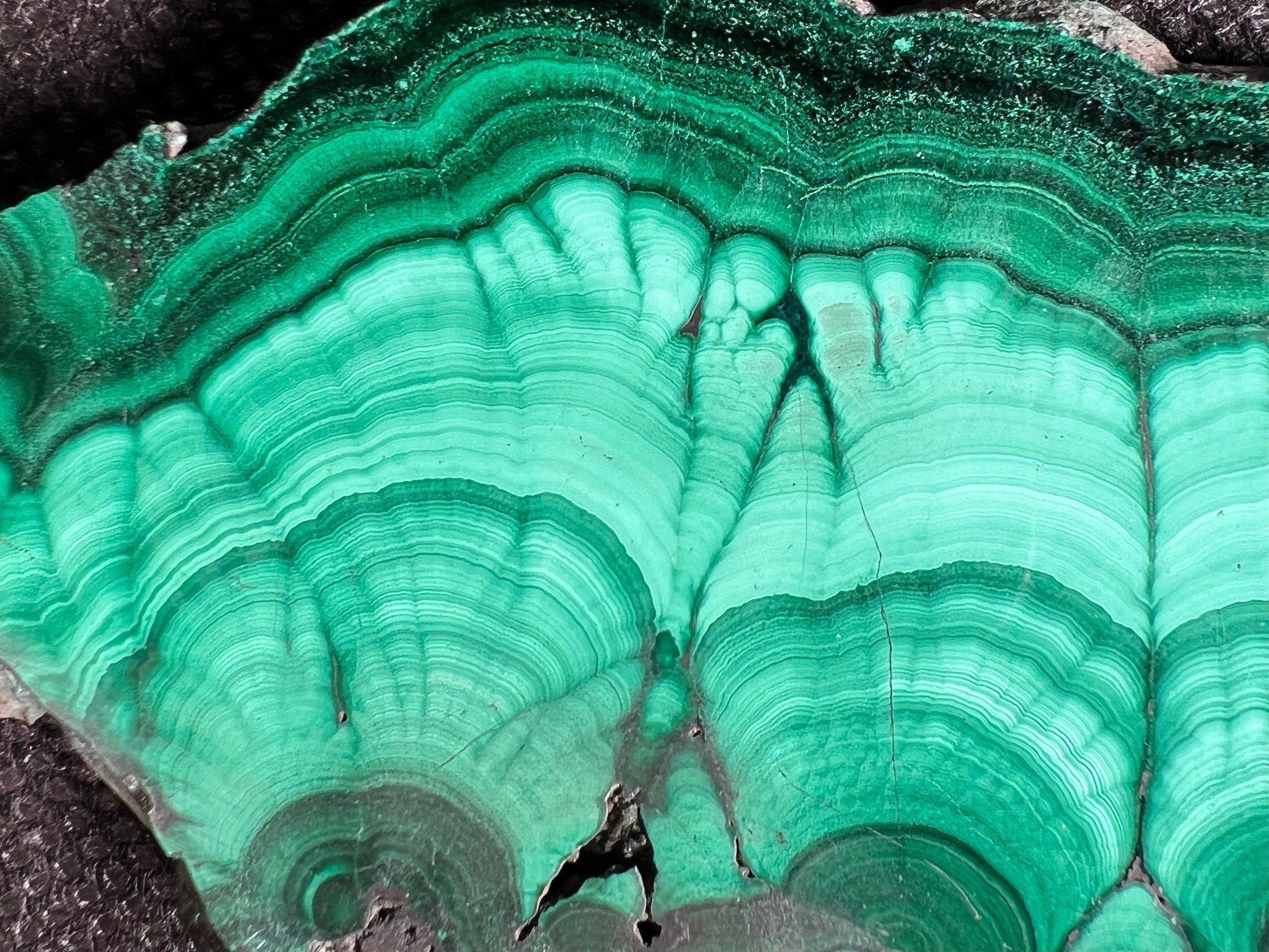 Natural Green Malachite Crystal Slab - Premium Stone for Jewelry Making, Unique Handcrafted Gifts & Elegant Home Decor (50401) | Perfect for DIY Crafts, Healing Crystals Collection & Spiritual Decorations