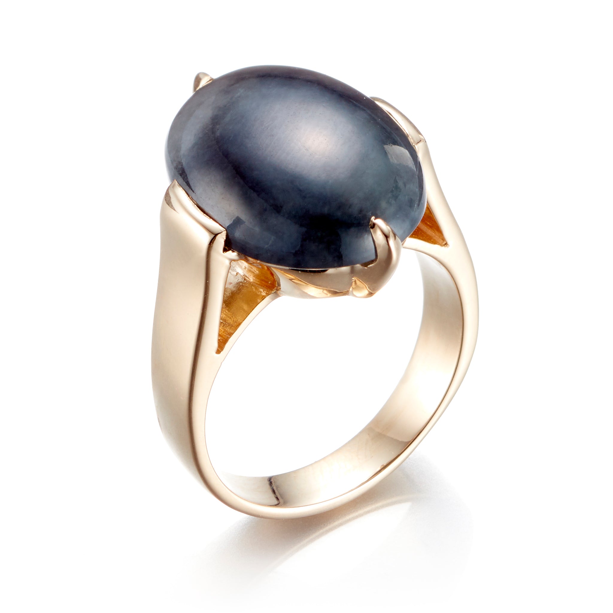 Natural Gray Jade Cabochon Ring for Women - Handmade Sterling Silver Adjustable Band - Boho Chic Jewelry for Everyday Wear & Special Occasions