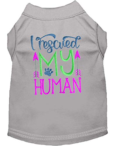 Custom Embroidered 'I Rescued My Human' Dog Shirt - Funny Rescue Dog Apparel for Pet Lovers | Perfect for Adoption Anniversaries & Dog Park Outings