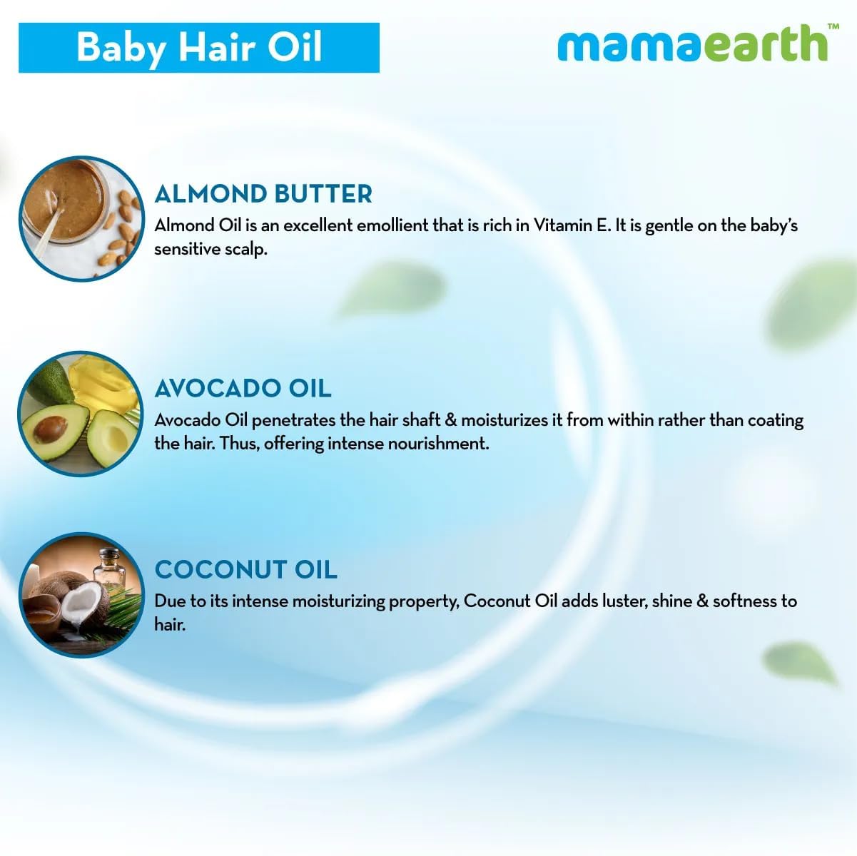 **MAMAEARTH Nourishing Baby Hair Oil for Dry Scalp & Cradle Cap – Natural Avocado & Almond Oil – Gentle Moisturizer for Delicate Skin – 3.38 Fl Oz (100ml) – Perfect for Newborns & Toddlers Daily Hair Care**