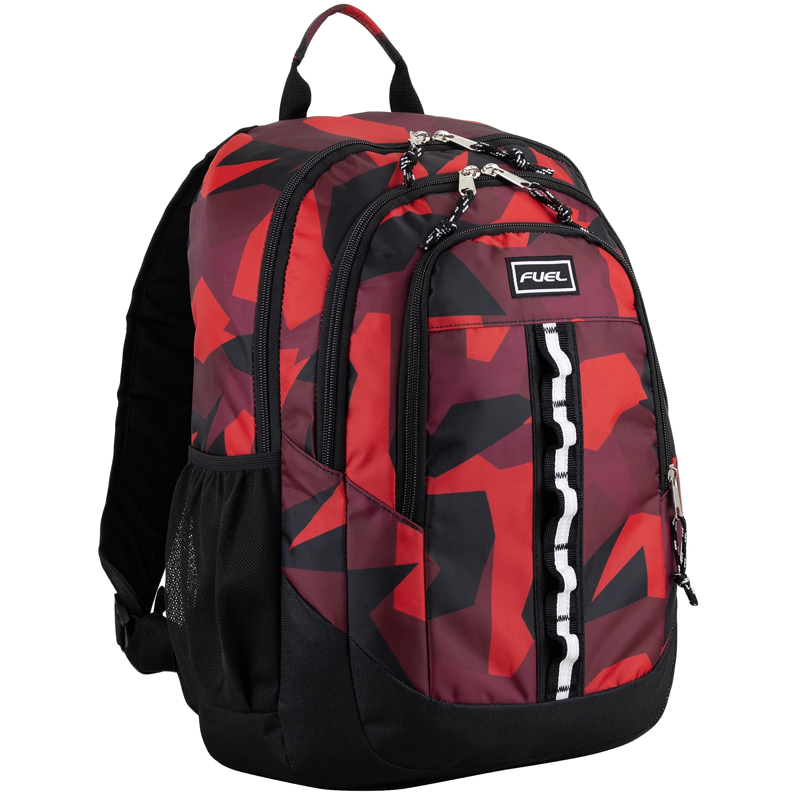 FUEL Travel Laptop Backpack - 18.5 x 13 x 7 Inch Large Carry On Backpack with Shockproof Compartments for College, Hiking & Work - Durable Red Camouflage Design - Perfect for Business Travel, Outdoor Adventures & Daily Commute