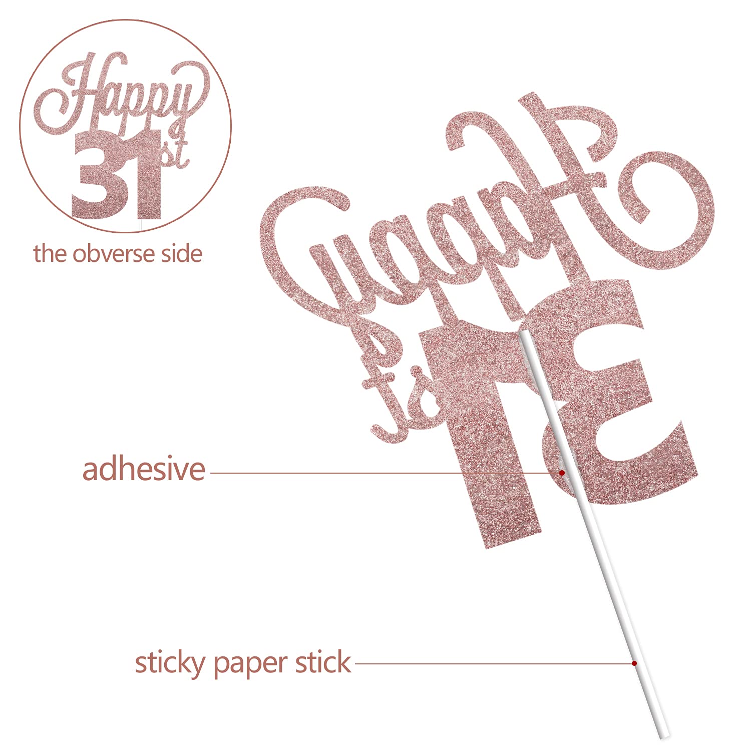Happy 31st Birthday Cake Topper - Cheers to 31 Years Old Party Decorations | Elegant Cake Centerpiece Sign for Birthday Celebrations, Anniversaries & Special Occasions