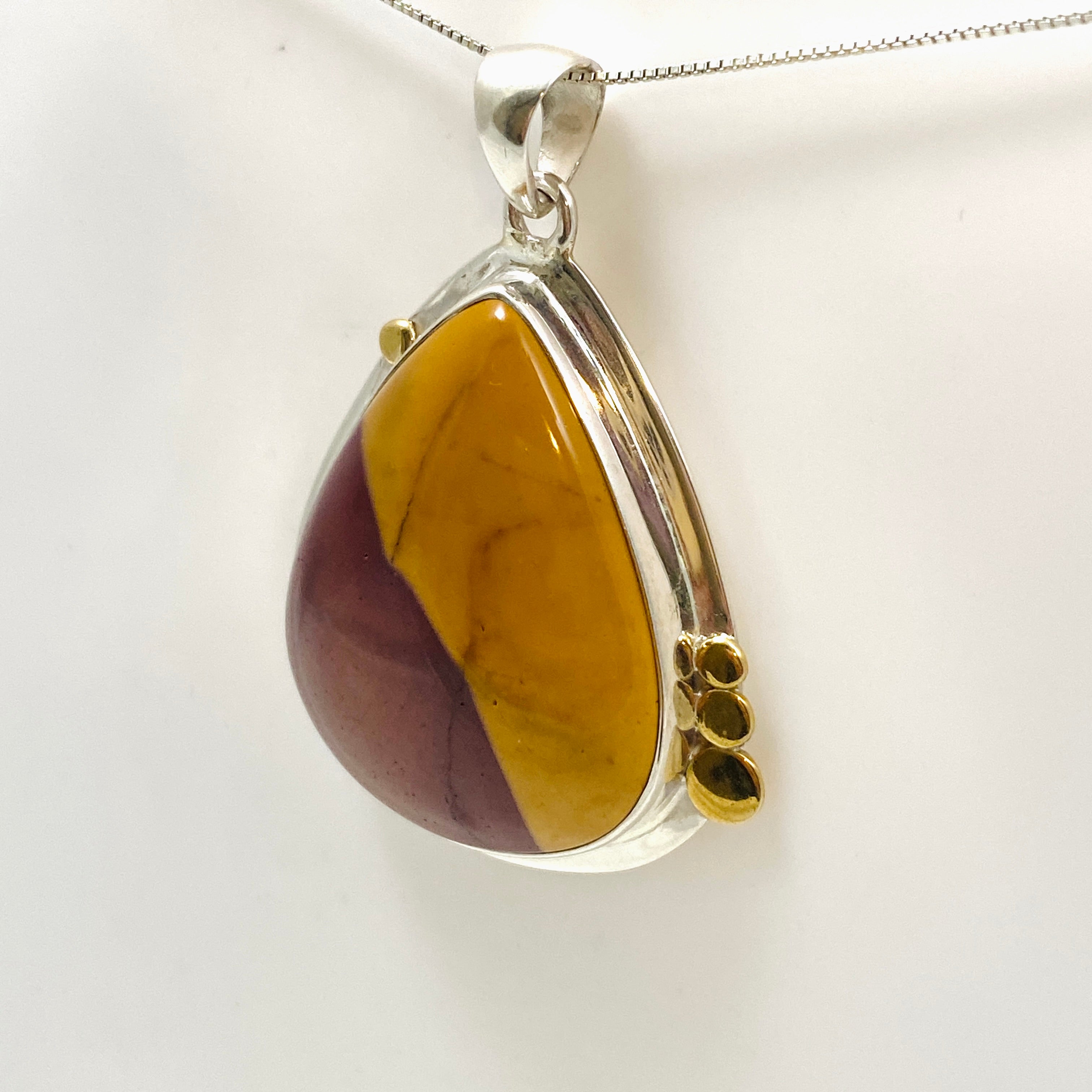 Natural Mookaite Teardrop Cabochon Pendant with Brass Accents - Unique Handmade Jewelry KPGJ4841 | Perfect for Boho Style, Gift Giving & Spiritual Healing